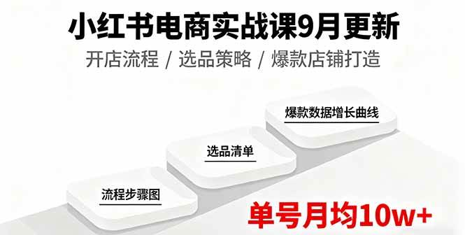 （16120期）小红书电商实战课9月更新，开店流程/选品策略/爆款店铺打造，单号月均10w+-佳佳云创网