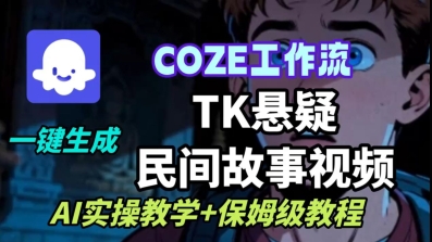 Coze扣子工作流一键生成TK悬疑民间故事视频，AI实操教学+保姆级教程-佳佳云创网