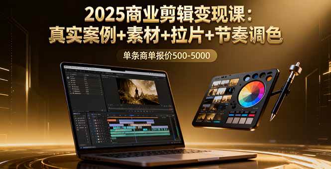 （16130期）2025商业剪辑变现课：真实案例+素材+拉片+节奏调色，单条商单报价500-5000-佳佳云创网