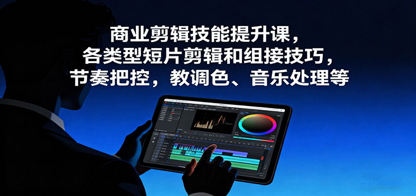 商业剪辑技能提升课，各类型短片剪辑和组接技巧，节奏把控，教调色、音乐处理等-佳佳云创网