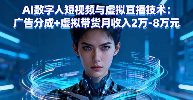 （16148期）AI数字人短视频与虚拟直播技术：广告分成+虚拟带货月收入2万-8万元-佳佳云创网