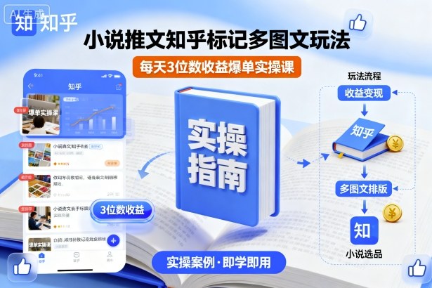 小说推文知乎标记多图文玩法，每天3位数收益爆单实操课-佳佳云创网