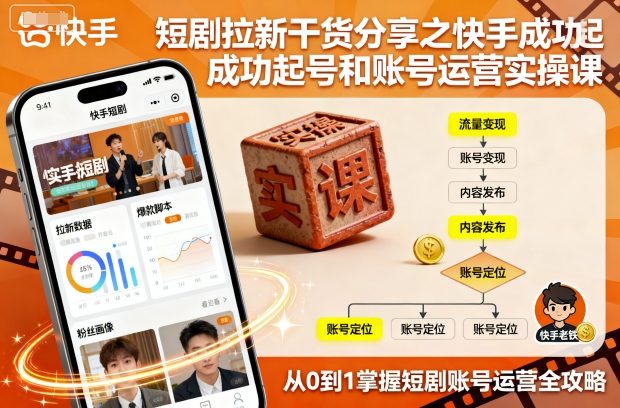 短剧拉新干货分享之快手成功起号和账号运营实操课-佳佳云创网