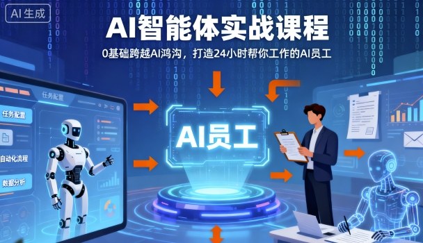 Ai智能体实战课程，0基础跨越Ai鸿沟，打造24小时帮你工作的Ai员工，打破常规，以实战定义Ai-佳佳云创网