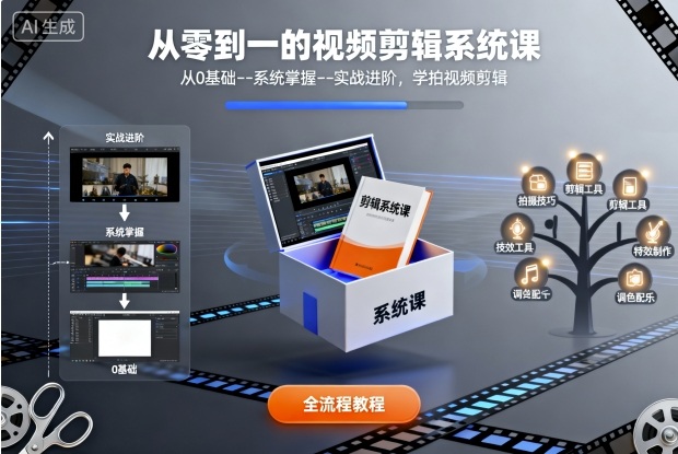 从零到一的视频剪辑系统课，从0基础–系统掌握–实战进阶，学拍视频剪辑-佳佳云创网