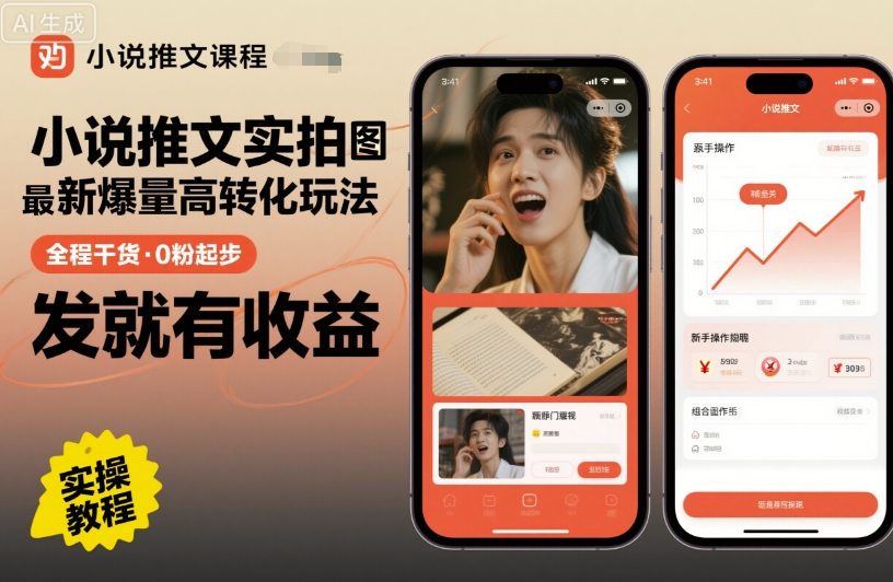 小说推文实拍双图文最新爆量高转化玩法，全程干货，0粉起步，发就有收益-佳佳云创网