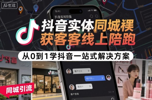 抖音实体同城获客线上陪跑，从0到1学抖音一站式解决方案-佳佳云创网