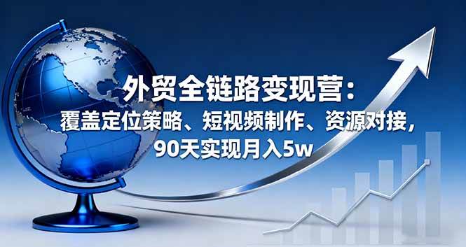 （16173期）外贸全链路变现营：覆盖定位策略、短视频制作、资源对接，90天实现月入5w-佳佳云创网