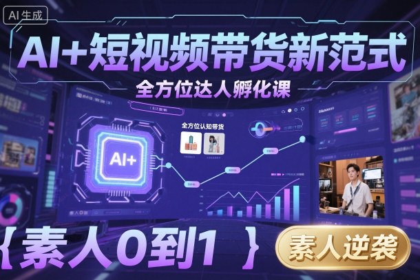 AI+短视频带货新范式全方位达人孵化课，素人也可以从0到1，全方位认知短视频带货-佳佳云创网