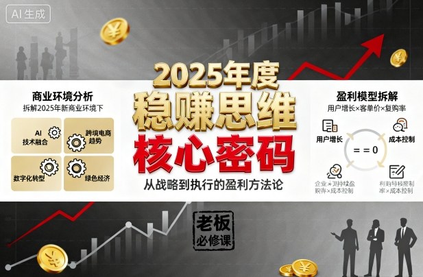 2025年度稳賺思维老板创业营，拆解2025年新商业环境下，企业实现持续盈利的核心密码-佳佳云创网
