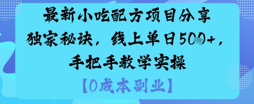 最新小吃配方项目分享独家秘诀，线上单日5张，手把手教学实操-佳佳云创网