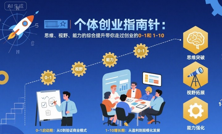 个体创业指南针，思维、视野、能力的综合提升带你走过创业的0-1和1-10【音频】-佳佳云创网