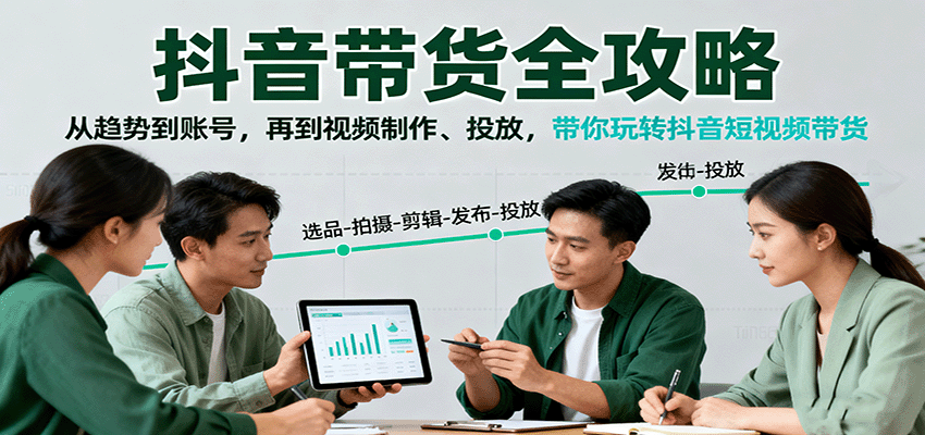抖音带货全攻略：从趋势到账号，再到视频制作、投放，带你玩转抖音短视频带货-佳佳云创网