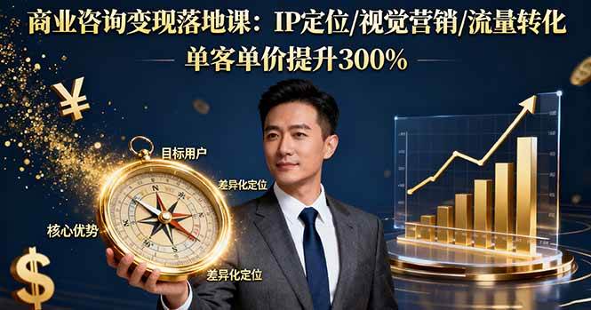 （16249期）商业咨询变现落地课：IP定位/视觉营销/流量转化，单客单价提升300%-佳佳云创网