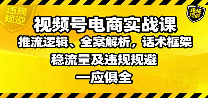 视频号电商实战课：推流逻辑、全案解析，话术框架，稳流量及违规规避等-佳佳云创网