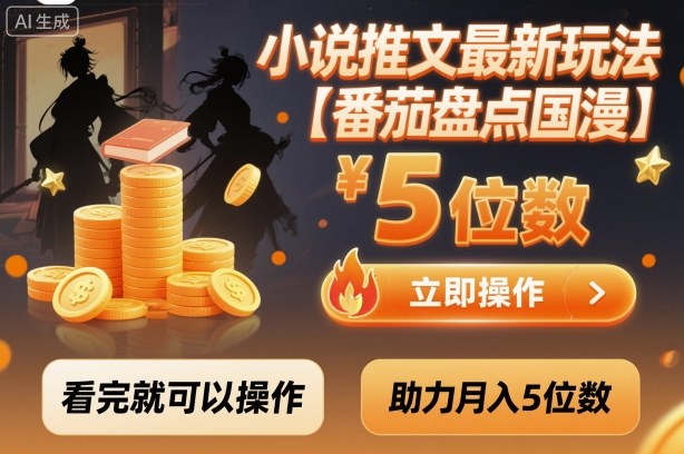 小说推文最新玩法，助力月入5位数【番茄盘点国漫】玩法，看完就可以操作-佳佳云创网