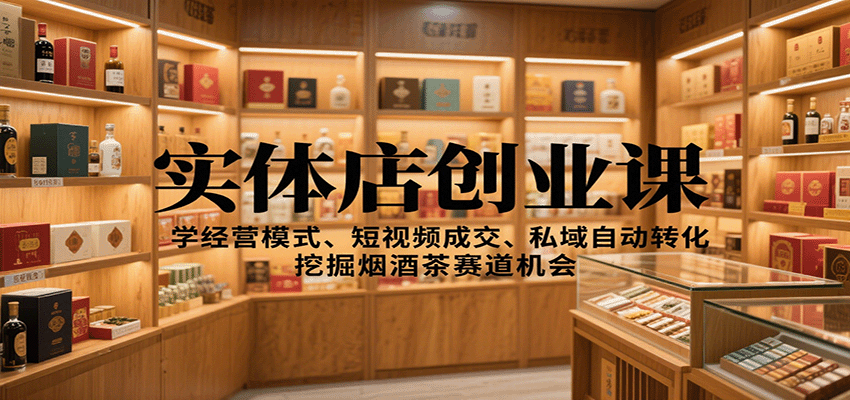 实体店创业课：学经营模式、短视频成交、私域自动转化，挖掘烟酒茶赛道机会-佳佳云创网