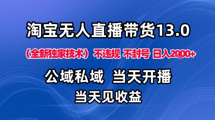 淘宝无人直播13.0，公域私域技术，不封号，不违规布局下半年旺季赛道，日入1K+（独家技术）【揭秘】-佳佳云创网