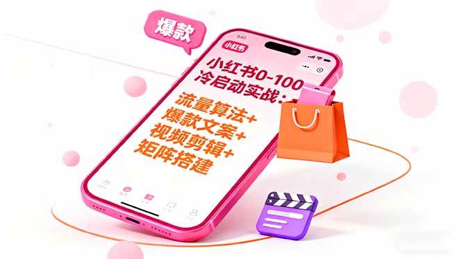 （16298期）小红书0-100冷启动实战：流量算法+爆款选品+爆款文案+视频剪辑+矩阵搭建-佳佳云创网