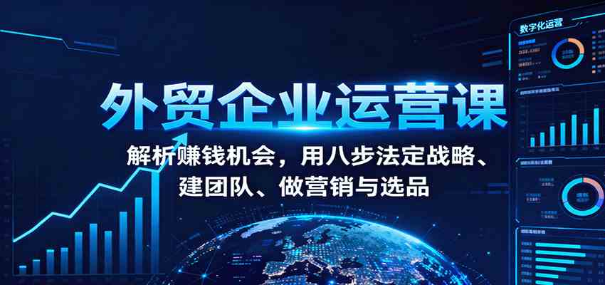 外贸企业运营课：解析赚钱机会，用八步法定战略、建团队、做营销与选品-佳佳云创网