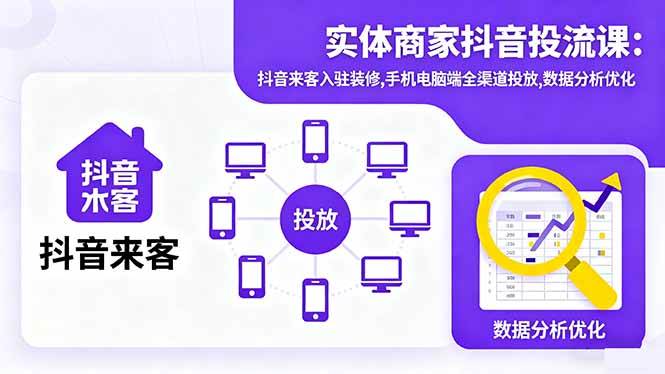 （16313期）实体商家抖音投流课:抖音来客入驻装修,手机电脑端全渠道投放,数据分析优化-佳佳云创网