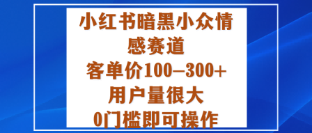 小红书暗黑小众情感赛道，客单价100-300+用户量很大，0门槛即可操作-佳佳云创网