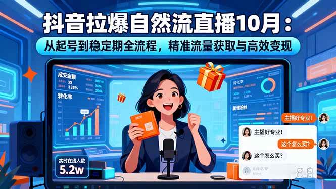 （16339期）抖音拉爆自然流直播10月：从起号到稳定期全流程，精准流量获取与高效变现-佳佳云创网