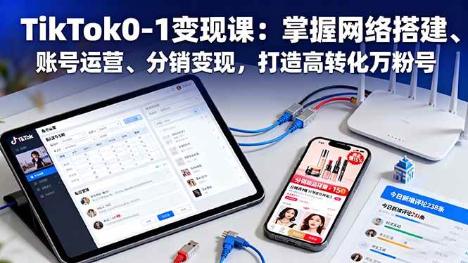 （16334期）TikTok0-1变现课：掌握网络搭建、账号运营、分销变现，打造高转化万粉号-佳佳云创网