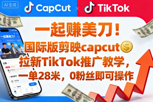 一起賺美刀！国际版剪映capcut拉新TikTok推广教学，一单28米，0粉丝即可操作（附推广入口和教学）-佳佳云创网