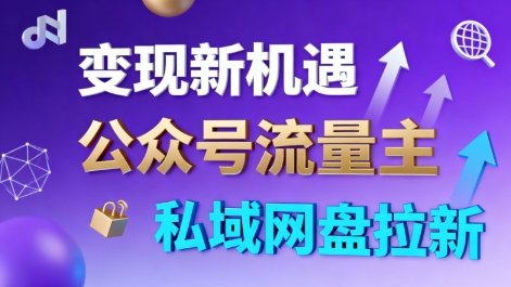 公众号流量主+私域网盘拉新，多方式变现，简单易上手，当天就有收益-佳佳云创网