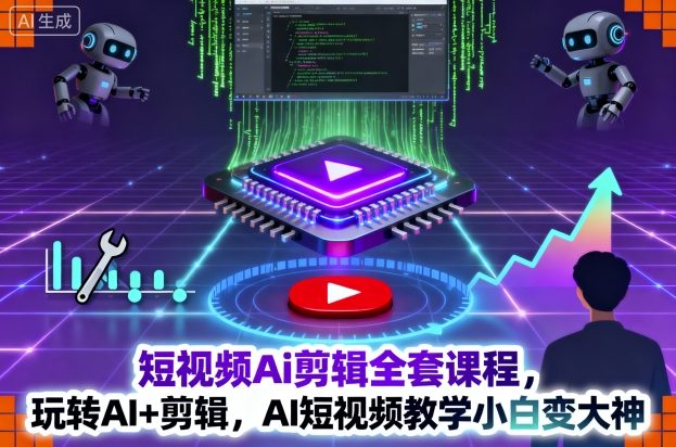 短视频Ai剪辑全套课程，玩转AI+剪辑，AI短视频教学小白变大神-佳佳云创网