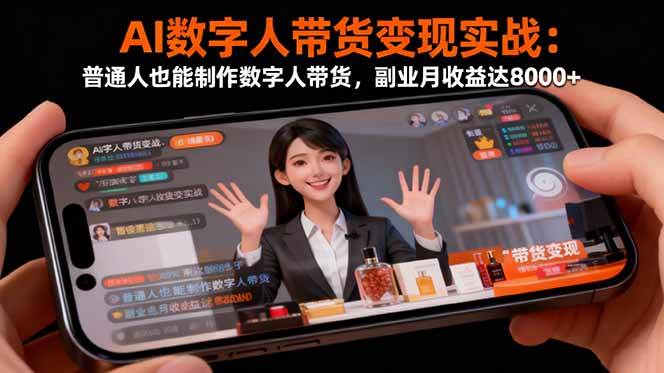 （16377期）AI数字人带货变现实战：普通人也能制作数字人带货，副业月收益达8000+-佳佳云创网