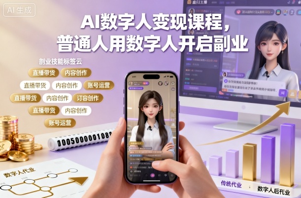 AI数字人变现课程，普通人用数字人开启副业-佳佳云创网