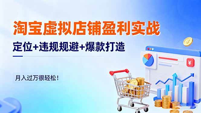 （16387期）淘宝虚拟店铺盈利实战：定位+违规规避+爆款打造，月入过万很轻松！-佳佳云创网