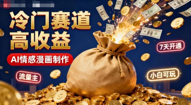 公众号冷门赛道，用AI做情感漫画，7天开通流量主，操作简单，小白可玩-佳佳云创网