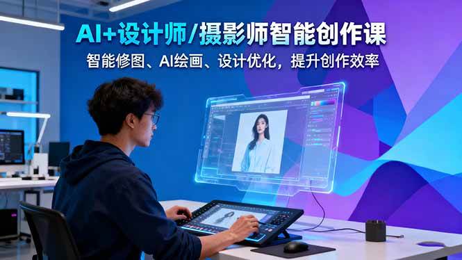 AI+设计师/摄影师智能创作课：智能修图、AI绘画、设计优化，提升创作效率-佳佳云创网