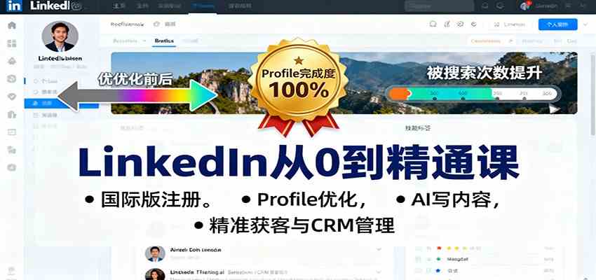 LinkedIn从0到精通课：国际版注册，Profile优化，AI写内容，精准获客与CRM管理-佳佳云创网