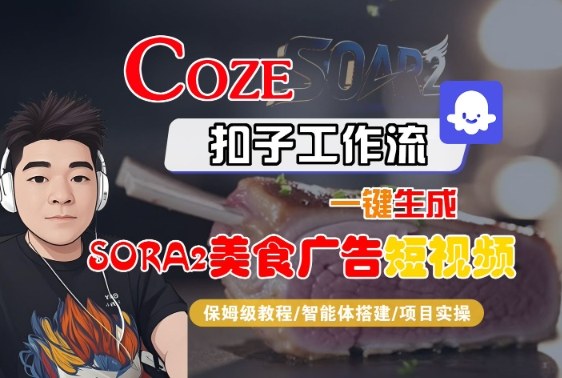 Coze扣子智能体工作流一键生成“SORA2美食广告“短视频，全流程保姆级教学-佳佳云创网