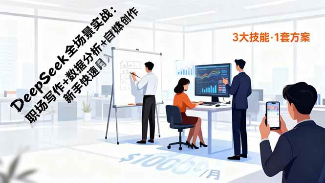 （16418期）DeepSeek全场景实战：职场写作+数据分析+自媒体创作，新手快速月入过万-佳佳云创网