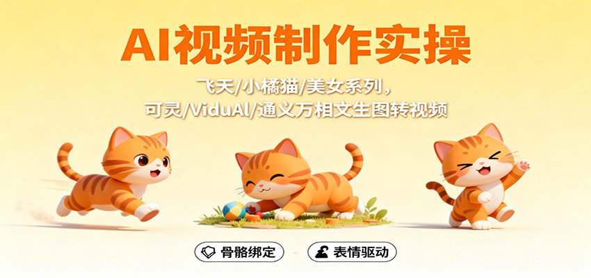 AI视频制作实操，飞天/小橘猫/美女系列，可灵/ViduAl/通义万相文生图转视频-佳佳云创网