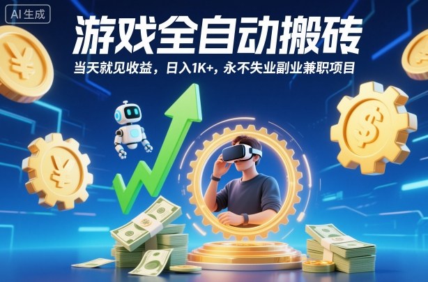 游戏全自动搬砖，当天就见收益，日入1K+，永不失业副业兼职项目【揭秘】-佳佳云创网