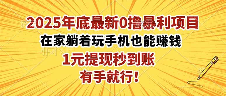 （16419期）2025年底最新0撸暴利项目，在家也能躺赚，1元秒提现，有手就行！-佳佳云创网