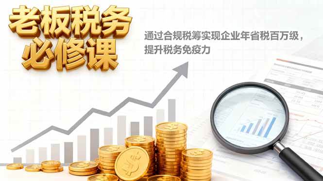 （16426期）老板税务必修课，通过合规税筹实现企业年省税百万级，提升税务免疫力-佳佳云创网