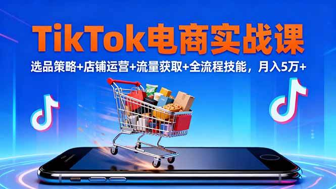 （16422期）TikTok电商实战课10月，选品策略+店铺运营+流量获取+全流程技能，月入5万+-佳佳云创网
