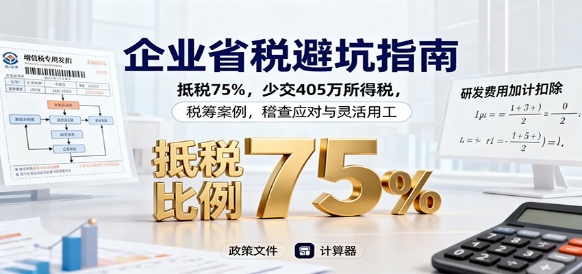 企业省税避坑指南：抵税75%，少交405万所得税，税筹案例，稽查应对与灵活用工-佳佳云创网