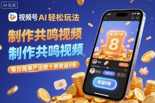 视频号AI轻松玩法，制作共鸣视频，每日简单产出数十条收益8张-佳佳云创网