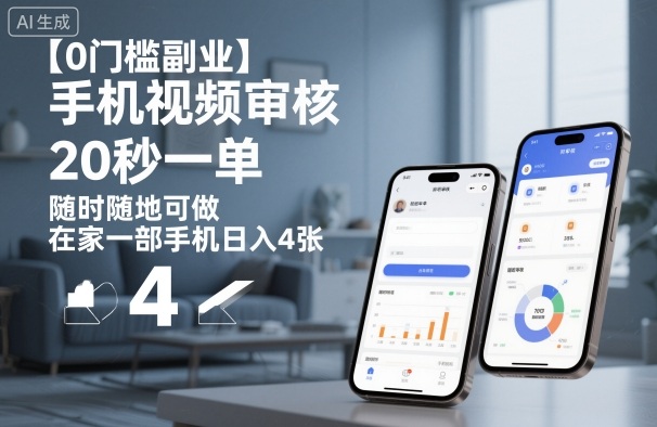 【0门槛副业】手机视频审核，20秒一单，随时随地可做，在家一部手机日入4张【揭秘】-佳佳云创网