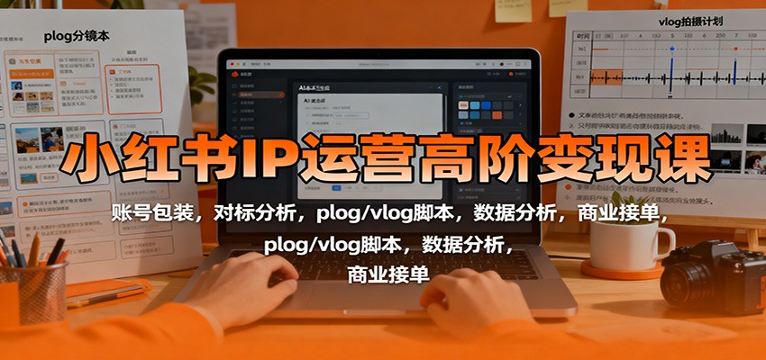 小红书IP运营高阶变现课：账号包装，对标分析，plog/vlog脚本，数据分析，商业接单-佳佳云创网