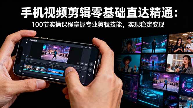 （16466期）手机视频剪辑零基础直达精通：100节实操课程掌握专业剪辑技能，实现稳…-佳佳云创网