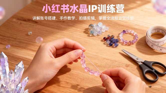 （16475期）小红书水晶IP训练营，讲解账号搭建、手作教学、拍摄剪辑，全流程运营技能-佳佳云创网